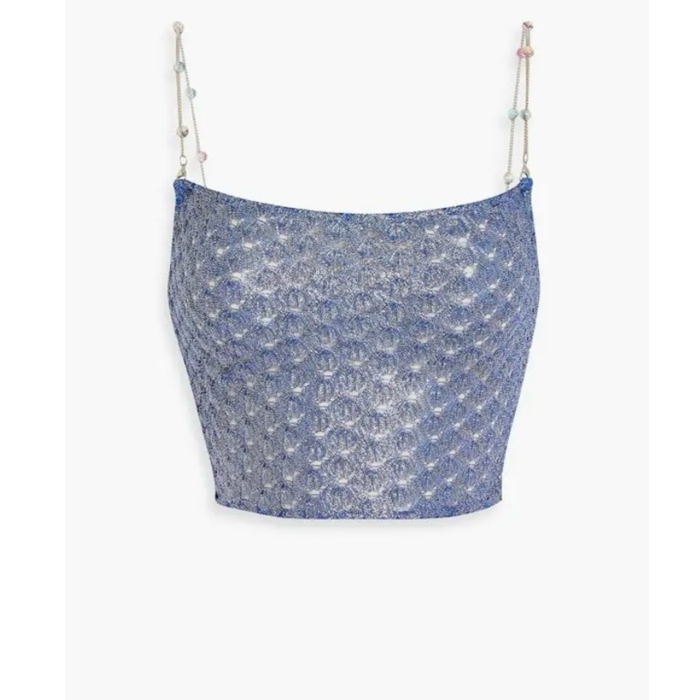 Missoni Blue Metallic Knit Cropped Tank